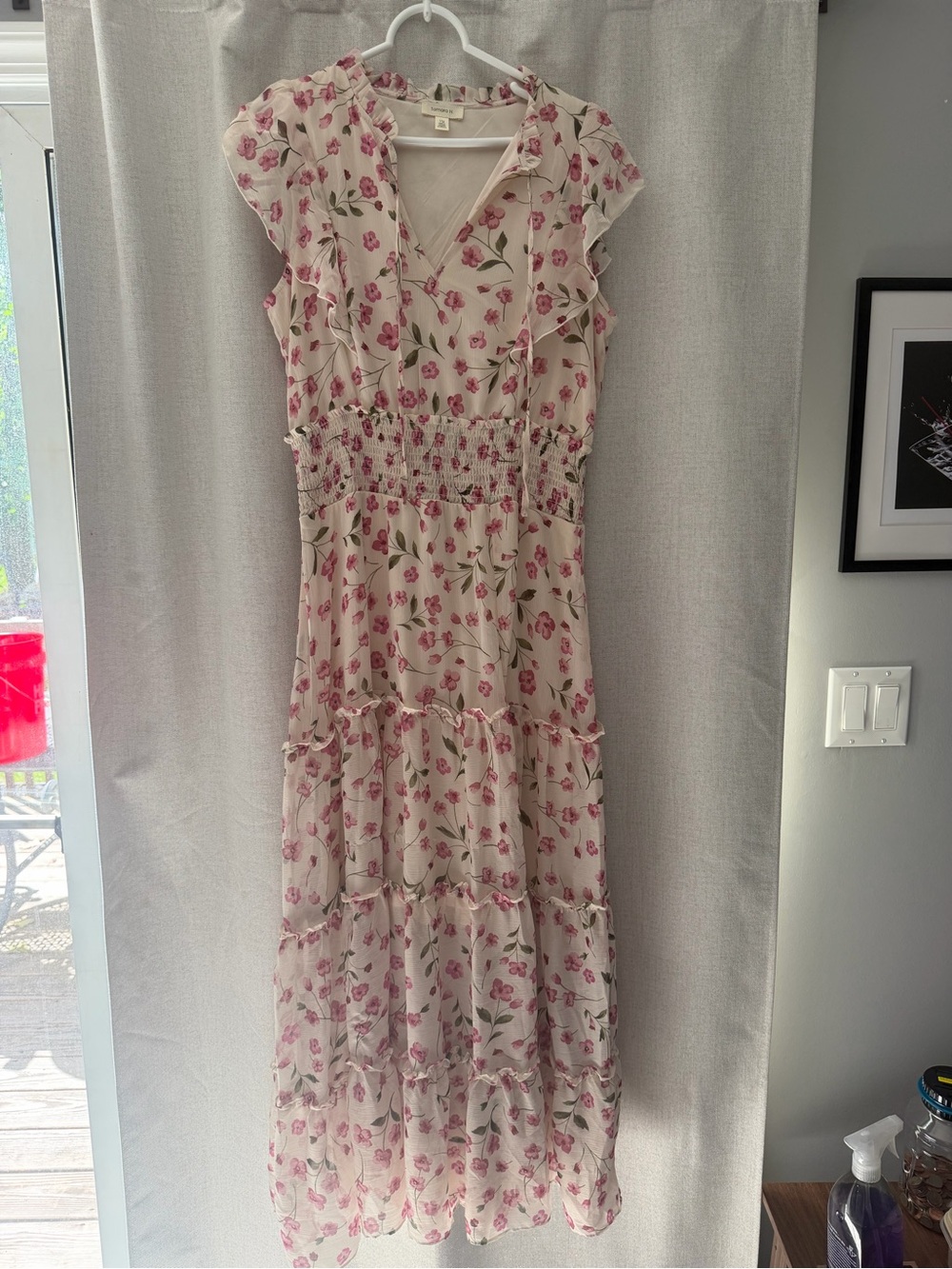 Floral Purple & Cream Ruffle Tiered Maxi Dress